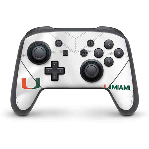 University of Miami White Jersey Nintendo Switch Pro Controller Skin