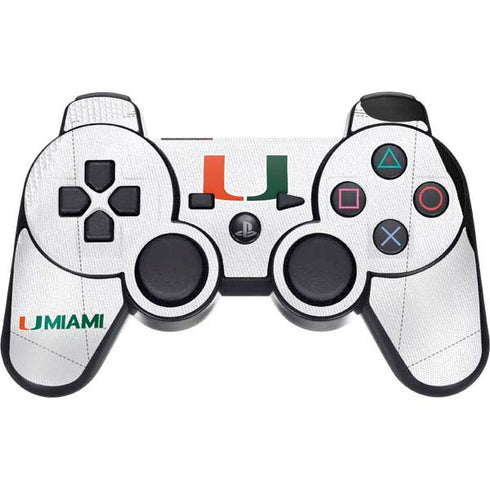 University of Miami White Jersey PS3 Dual Shock wireless controller Skin