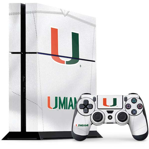 University of Miami White Jersey PS4 Console and Controller Bundle Skin