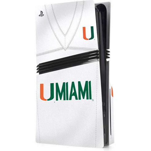University of Miami White Jersey PS5 Pro Disk Console Skin