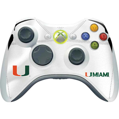 University of Miami White Jersey Xbox 360 Wireless Controller Skin