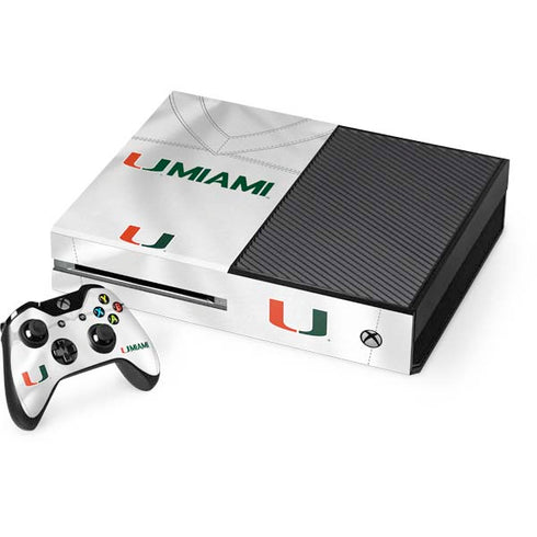 University of Miami White Jersey Xbox One Console and Controller Bundle Skin