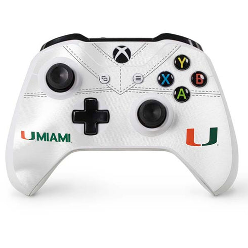University of Miami White Jersey Xbox One S Console and Controller Bundle Skin