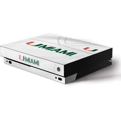 University of Miami White Jersey Xbox One X Console Skin
