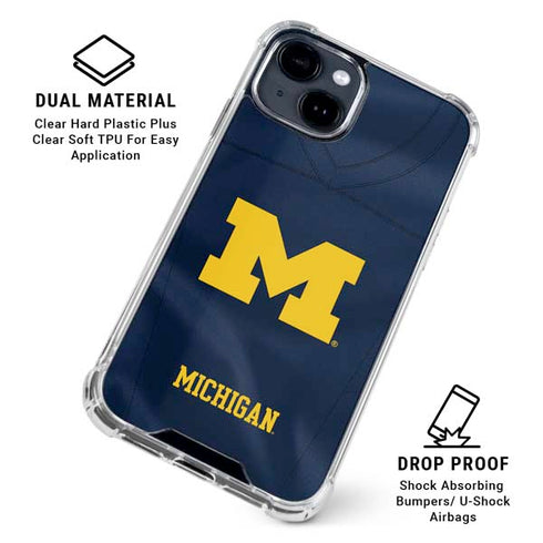 University of Michigan Blue Jersey iPhone 14 Plus Clear Case