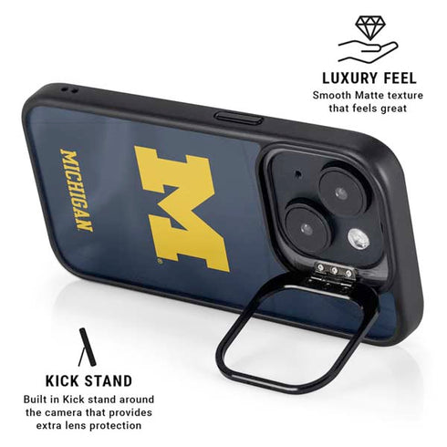University of Michigan Blue Jersey iPhone 15 Plus Kickstand Case