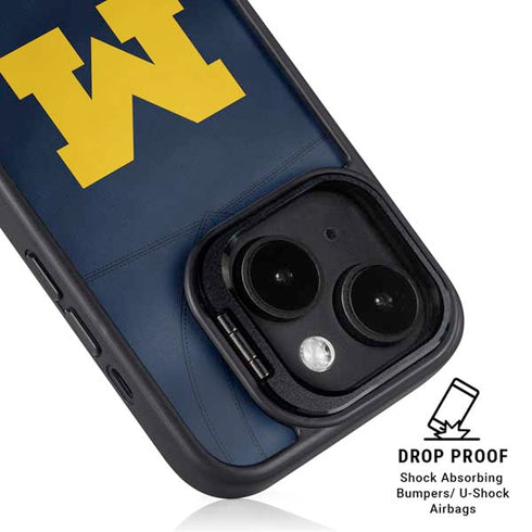 University of Michigan Blue Jersey iPhone 15 Plus Kickstand Case