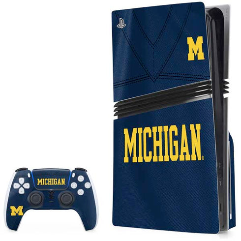 University of Michigan Blue Jersey PS5 Pro Disk Bundle Skin