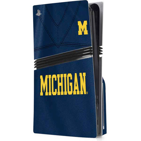 University of Michigan Blue Jersey PS5 Pro Disk Console Skin