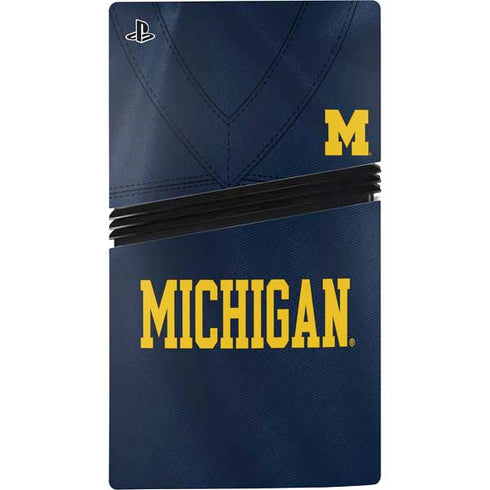 University of Michigan Blue Jersey PS5 Pro Disk Console Skin