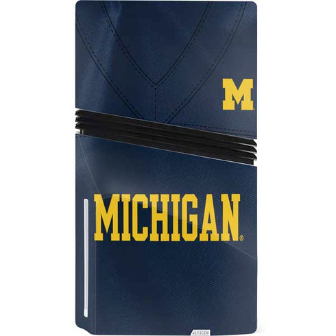 University of Michigan Blue Jersey PS5 Pro Disk Console Skin