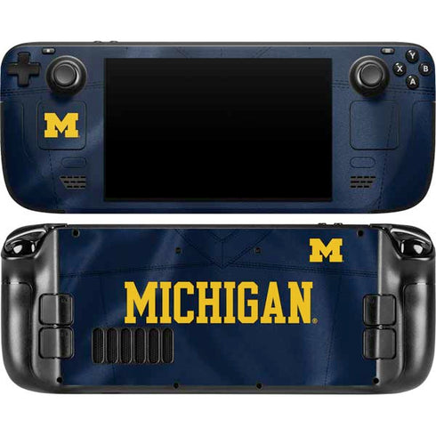 University of Michigan Blue Jersey Steam Deck Handheld Gaming Computer OLED Skin