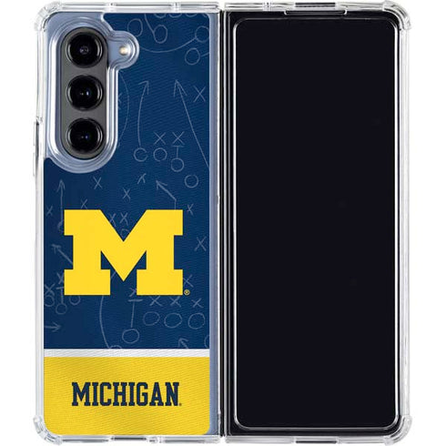 University of Michigan Jersey Split Galaxy Z Fold5 5G Clear Case