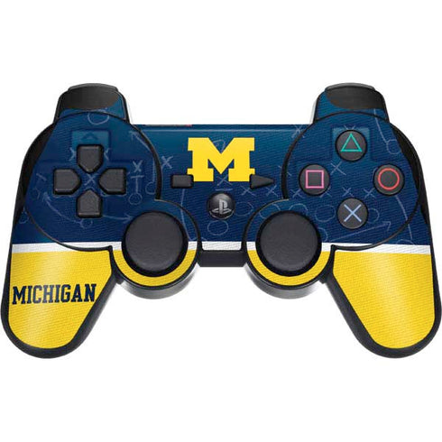 University of Michigan Jersey Split PS3 Dual Shock wireless controller Skin