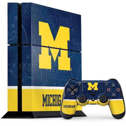 University of Michigan Jersey Split PS4 Console and Controller Bundle Skin