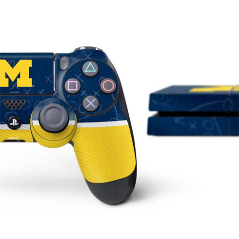 University of Michigan Jersey Split PS4 Console and Controller Bundle Skin