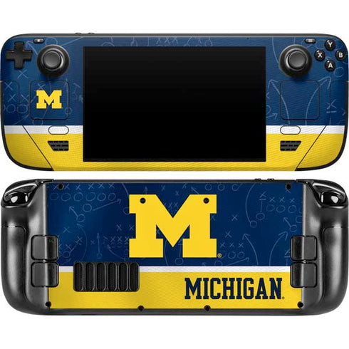 University of Michigan Jersey Split Steam Deck Handheld Gaming Computer OLED Skin