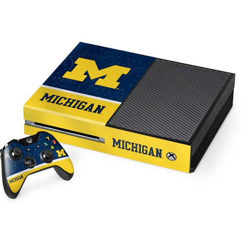 University of Michigan Jersey Split Xbox One Console and Controller Bundle Skin
