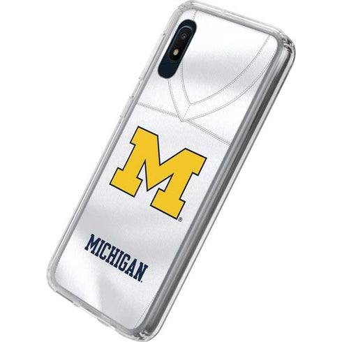 University of Michigan White Jersey Galaxy A10e Clear Case