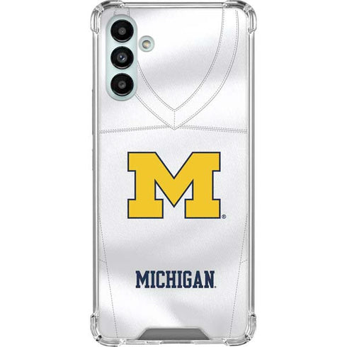 University of Michigan White Jersey Galaxy A13 5G Clear Case