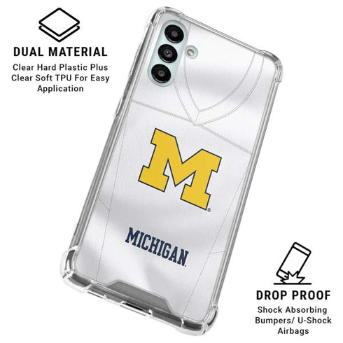 University of Michigan White Jersey Galaxy A13 5G Clear Case