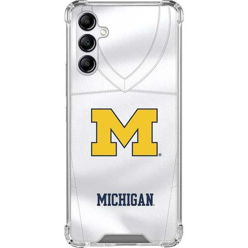 University of Michigan White Jersey Galaxy A14 5G Clear Case
