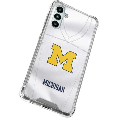 University of Michigan White Jersey Galaxy A14 5G Clear Case