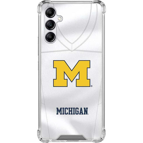 University of Michigan White Jersey Galaxy A15 5G Clear Case