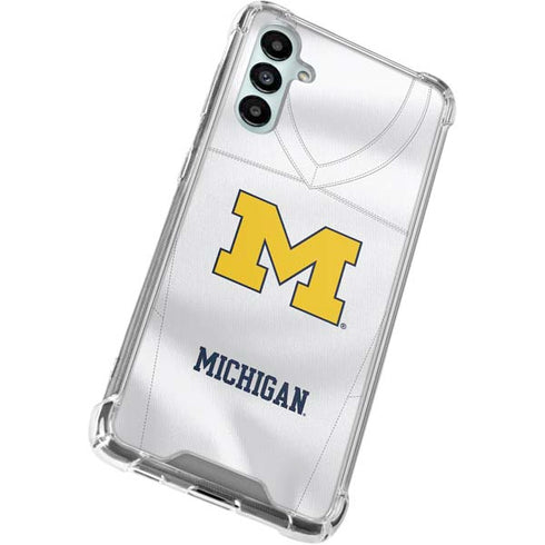 University of Michigan White Jersey Galaxy A15 5G Clear Case