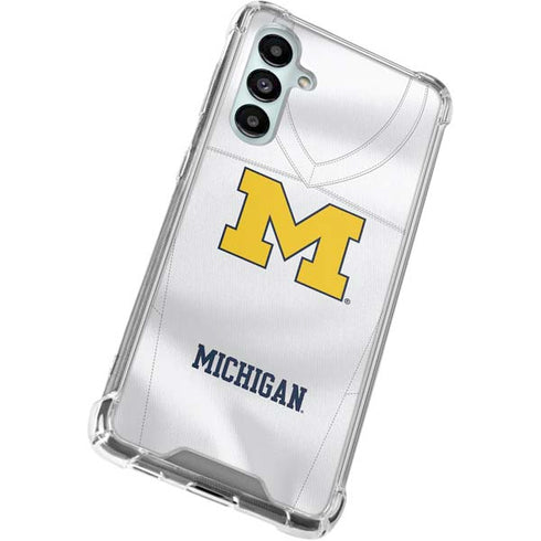 University of Michigan White Jersey Galaxy A16 5G Clear Case