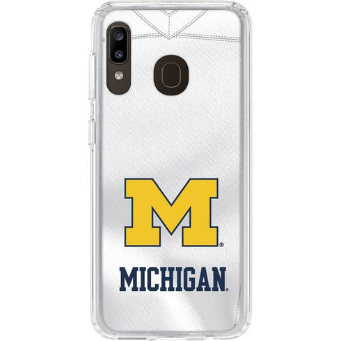 University of Michigan White Jersey Galaxy A20 Clear Case