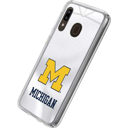 University of Michigan White Jersey Galaxy A20 Clear Case