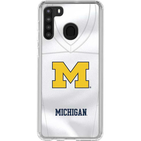 University of Michigan White Jersey Galaxy A21 Clear Case