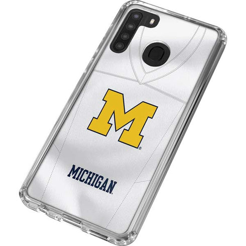 University of Michigan White Jersey Galaxy A21 Clear Case
