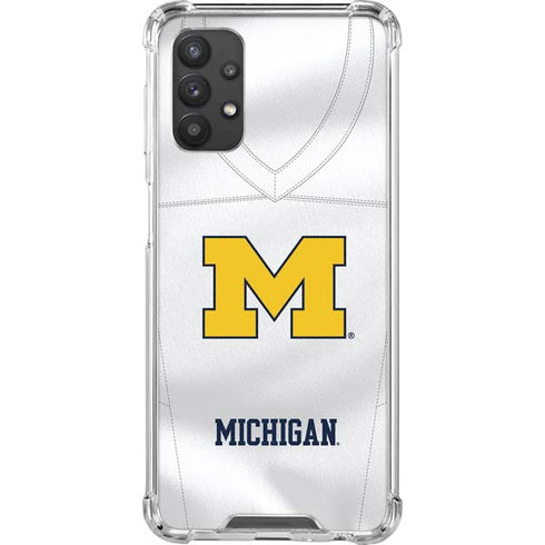 University of Michigan White Jersey Galaxy A32 5G Clear Case