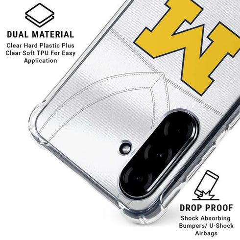 University of Michigan White Jersey Galaxy A36 5G Clear Case