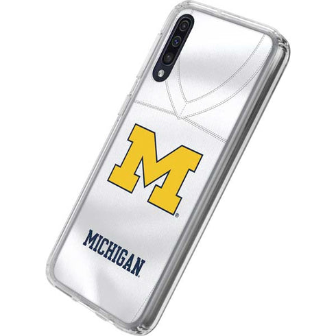 University of Michigan White Jersey Galaxy A50 Clear Case