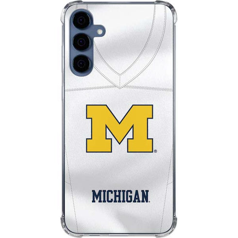 University of Michigan White Jersey Galaxy A55 5G Clear Case