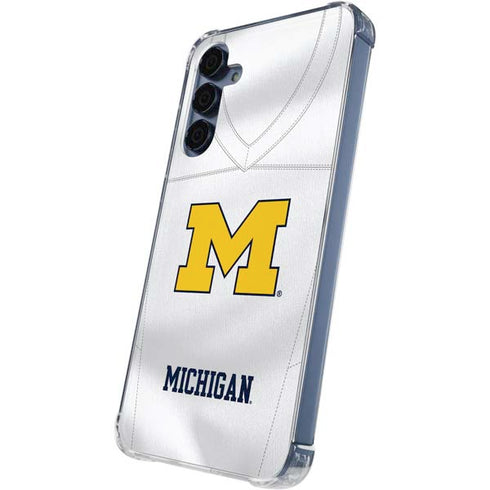 University of Michigan White Jersey Galaxy A55 5G Clear Case