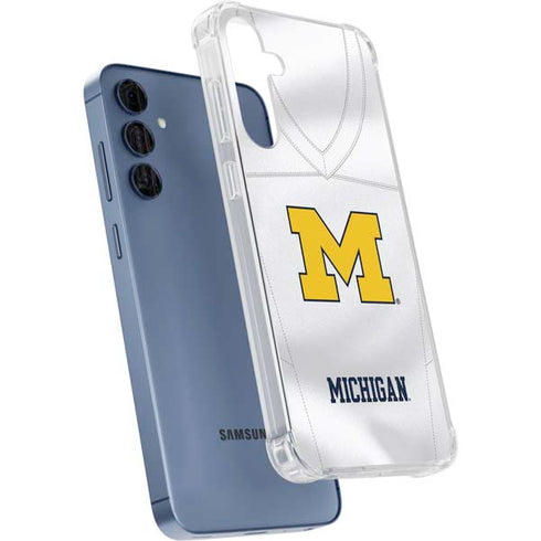 University of Michigan White Jersey Galaxy A55 5G Clear Case