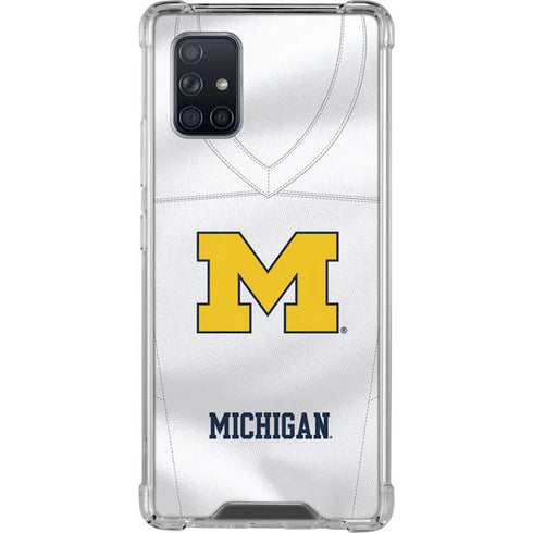 University of Michigan White Jersey Galaxy A71 5G Clear Case