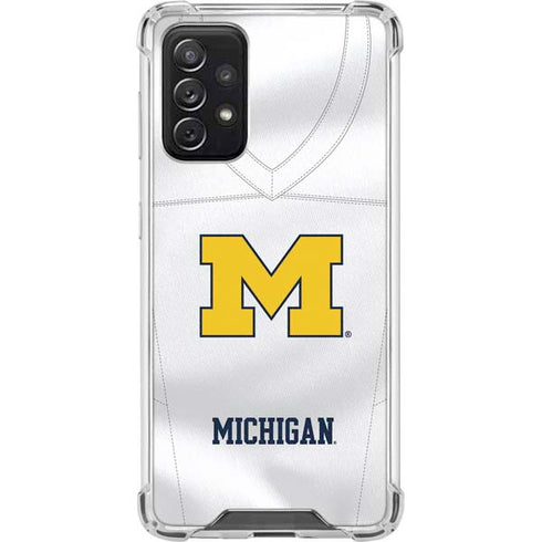 University of Michigan White Jersey Galaxy A72 5G Clear Case