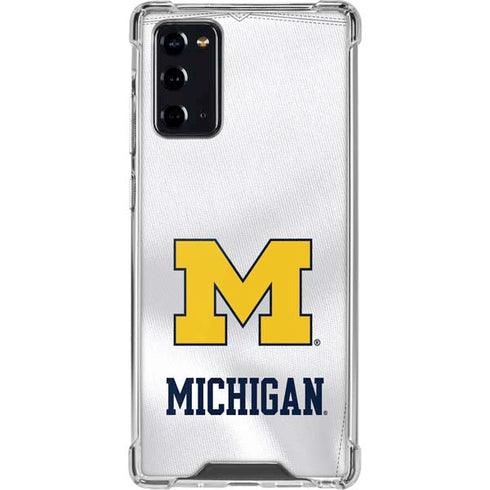 University of Michigan White Jersey Galaxy Note20 5G Clear Case
