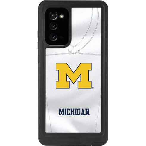University of Michigan White Jersey Galaxy Note20 5G Waterproof Case