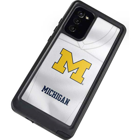 University of Michigan White Jersey Galaxy Note20 5G Waterproof Case