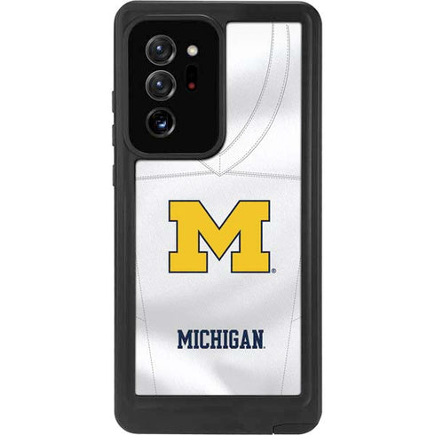 University of Michigan White Jersey Galaxy Note20 Ultra 5G Waterproof Case