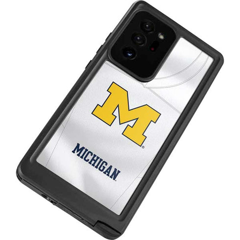University of Michigan White Jersey Galaxy Note20 Ultra 5G Waterproof Case