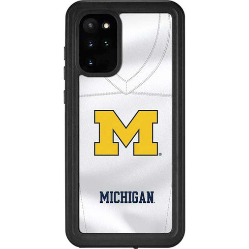 University of Michigan White Jersey Galaxy S20 Plus Waterproof Case