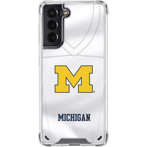 University of Michigan White Jersey Galaxy S21 5G Clear Case