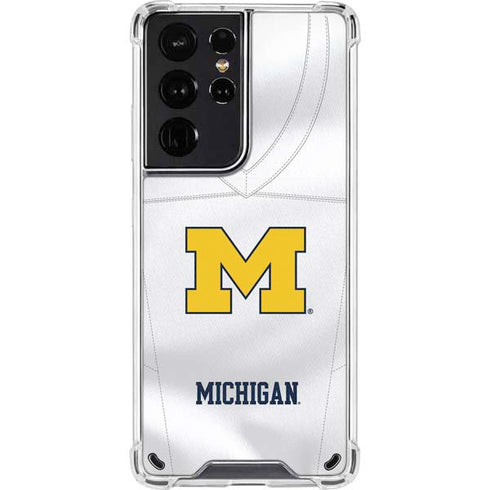 University of Michigan White Jersey Galaxy S21 Ultra 5G Clear Case